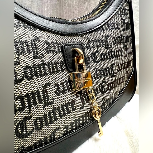 NEW Juicy Couture Black Beige Shoulder Bag - Picture 4 of 6